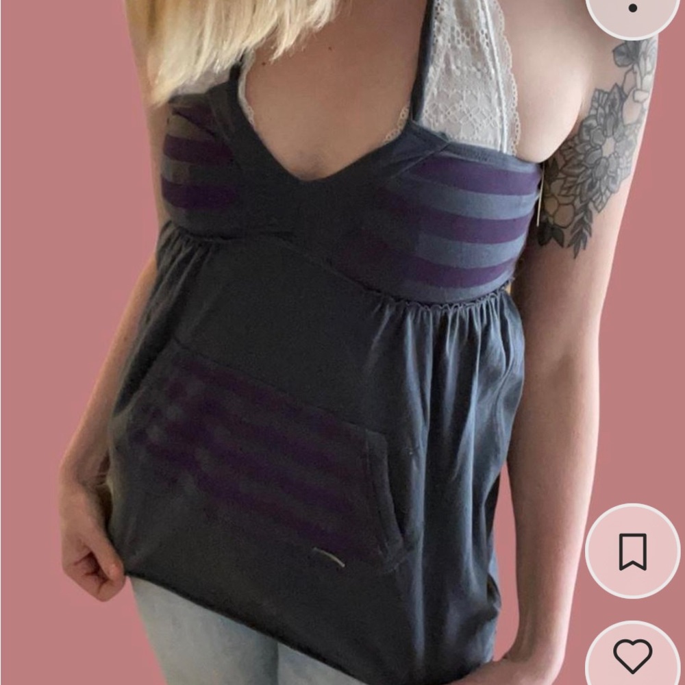 Vans skater girl halter top grey purple stripe small y2k